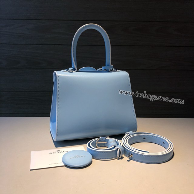 Delvaux全新雙環頂級brilliant box皮冰川藍手提女包 德爾沃專櫃brilliant小號手袋 bxs1083